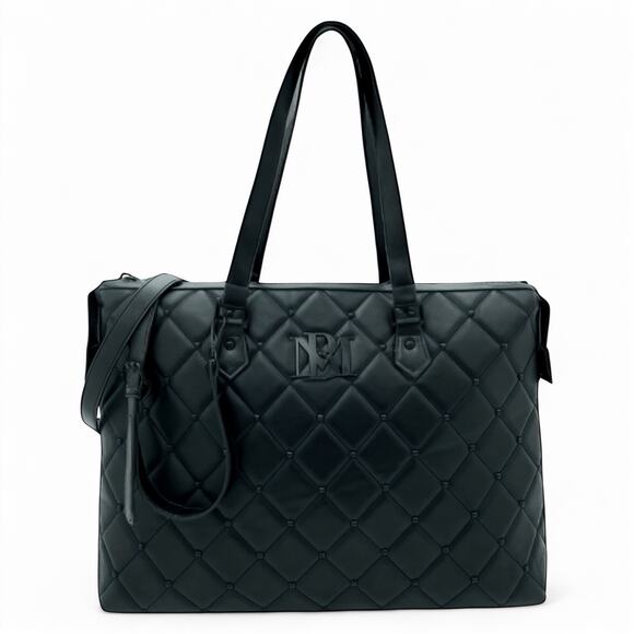 Badgley Mischka Tote Bag Quilted Black Diamond Top Handle New With Tags - Picture 1 of 8